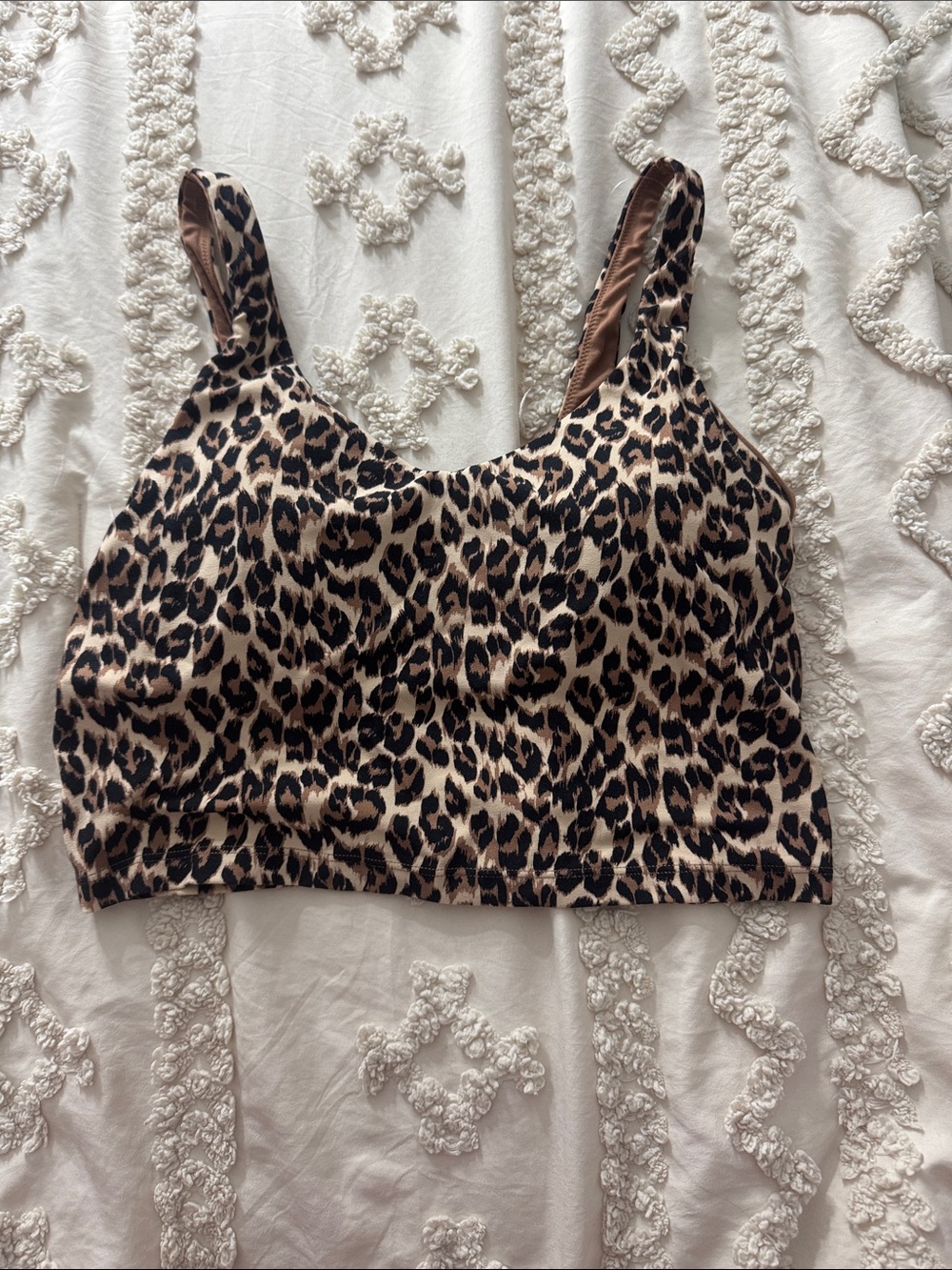 aerie Leopard Print Crop Tank - Taupe and Black